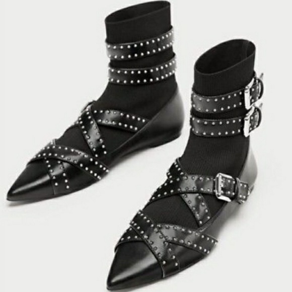 Zara Shoes - Zara Studded and Buckle Ankle Boots